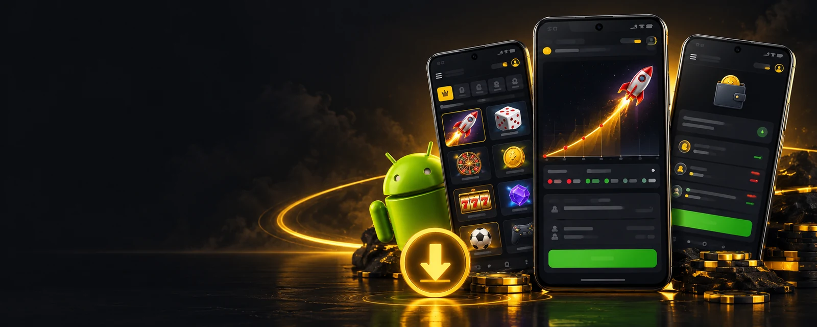Crash Arcade Android APK banner with phone mockups