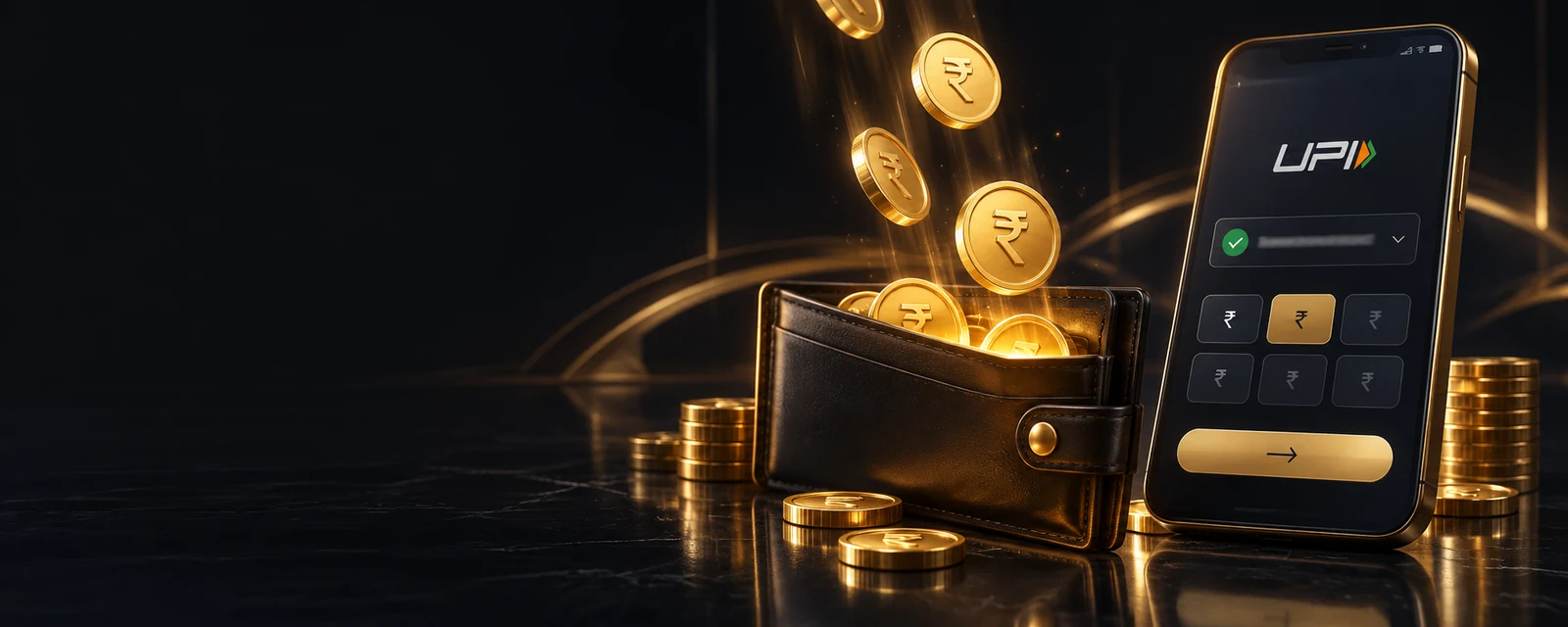 Deposit banner showing money being added to a Crash Arcade wallet
